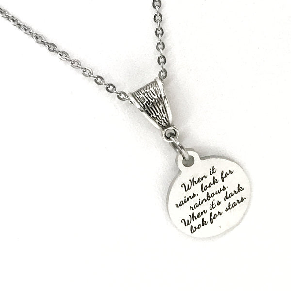 Positivity Gift, When It Rains Look For Rainbows When It’s Dark Look For Stars Necklace, Positivity Quote, Positivity Jewelry, Motivating
