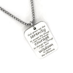 Serenity Prayer Necklace, Man Necklace Serenity Prayer Charm, Dogtag Necklace, Serenity Prayer DogTag, Gift For Him, Stainless Steel