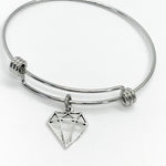 Diamond Charm Expanding Bangle Bracelet