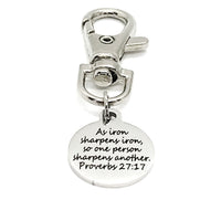 Bag Charm, Iron Sharpens Iron, Bag Clip, Keychain Clipon Charm, Purse Charm, Sharpen One Another, Proverbs 27 17 Charm