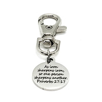 Bag Charm, Iron Sharpens Iron, Bag Clip, Keychain Clipon Charm, Purse Charm, Sharpen One Another, Proverbs 27 17 Charm