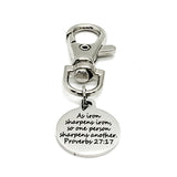 Bag Charm, Iron Sharpens Iron, Bag Clip, Keychain Clipon Charm, Purse Charm, Sharpen One Another, Proverbs 27 17 Charm