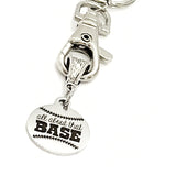 Keychain Gift, All About That BASE Keychain, Baseball Mom Keychain, Baseball Girlfriend Gift, Baseball Mothers Day Gift, Team Mom Gift