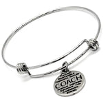 Coach Gift, Coach Bracelet, Softball Coach Gift, Woman Coach Gift, Coach Describing Words, Stacking Bangle, Charm Bracelet