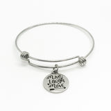 Charm Bracelet, Live Laugh Love Bracelet, Stacking Charm Bangle, Expanding Charm Bangle, Stacking Bracelet, Expanding Bracelet