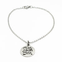 Charm Anklet, Live Laugh Love Anklet, Live Laugh Love Charm, Love Gift, Daughter Gift, Wife Gift, Stainless Charm Anklet Gift