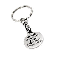 Christian Gift, He Heals The Wounds Of Every Broken Heart Keychain, Psalm 147 3, Christian Keychain, Christian Sympathy Gift, Keychain Gift