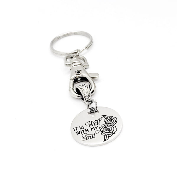 Christian Keychain, It Is Well With My Soul Keychain, Christian Gift, Religious Gift, Christian Sympathy, Moving On Gift