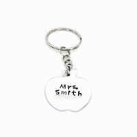 Teacher Gift, Back To School Gift, New Teacher Gift, Teacher Keychain, Personalized Gift, Personalized Keychain, Hand Stamped Apple Keychain