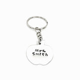 Teacher Gift, Back To School Gift, New Teacher Gift, Teacher Keychain, Personalized Gift, Personalized Keychain, Hand Stamped Apple Keychain