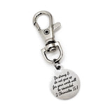 Christian Gift, Be Strong And Do Not Give Up Charm, Your Work Will Be Rewarded, Keychain Clip, Purse Charm, Christian Charm, Bible Verse