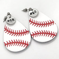 Baseball Gifts, Baseball Earrings, Baseball Mom Gifts, Player Number Earrings, Baseball Jewelry, Girlfriend Gifts, Baseball Team Mom Gifts