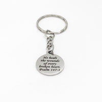 Christian Gift, He Heals The Wounds Of Every Broken Heart Keychain, Psalm 147 3, Christian Keychain, Christian Sympathy Gift, Keychain Gift