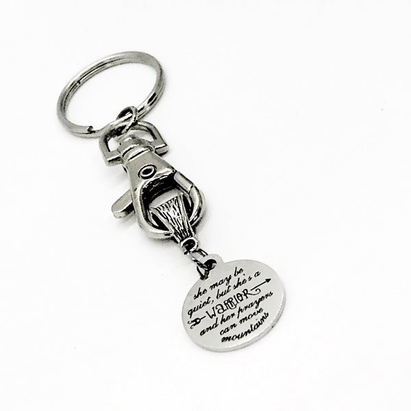 Christian Woman Gift, Praying Woman Gift, She May Be Quiet Keychain, Prayer Warrior Keychain, Keychain Gift, Christian Keychain
