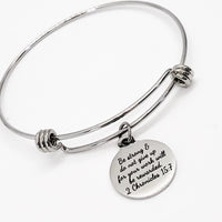 Scripture Gift, Be Strong, Do Not Give Up, 2 Chronicles 15 7, Stacking Bracelet, Stacking Bangle, Scripture Charm Bangle, Scripture Jewelry