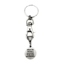 Softball Player Gift, Softball Keychain, When Life Throws You A Curve Ball, Grab A Bat And SWING, Softball Quote Gift, Motivation Gift