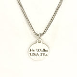 Christian Gift, He Walks With Me Necklace, Men Christian Jewelry, Christian Man Necklace, Baptism Gift, Religious Gift For Him, Husband Gift