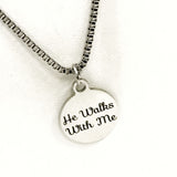 Christian Gift, He Walks With Me Necklace, Men Christian Jewelry, Christian Man Necklace, Baptism Gift, Religious Gift For Him, Husband Gift