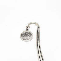 Bible Bookmark, Abide In Me, I Will Abide In You Christian Gift, John 15 7 Charm Bookmark Gift, Planner Bookmark