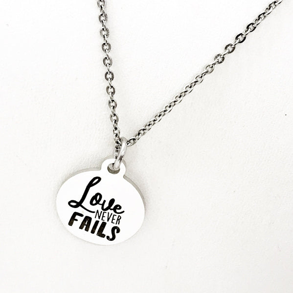 Love Necklace, Love Never Fails Necklace, Love Jewelry, 1 Cor 13 Jewelry, 1 Cor 13 Necklace,  Love Never Fails