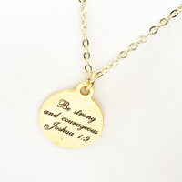 Christian Necklace, Be Strong And Courageous Necklace, Christian Jewelry, Christian Scripture Gifts, Stainless Necklace, Joshua 1:9 Necklace