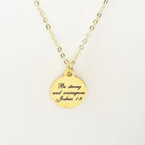 Christian Necklace, Be Strong And Courageous Necklace, Christian Jewelry, Christian Scripture Gifts, Stainless Necklace, Joshua 1:9 Necklace