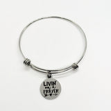 Charm Bangle, Livin On A Prayer Bangle, Charm Bracelet, Prayer Mindset Gift, Positivity Gift, Living On Prayer Jewelry, Gift For Her