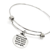 Motivation Gift, Never Trust Your Fears, They Don’t Know Your Strength Bracelet, Stacking Bangle, Charm Bracelet, Quote Charm