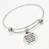 Motivation Gift, Never Trust Your Fears, They Don’t Know Your Strength Bracelet, Stacking Bangle, Charm Bracelet, Quote Charm