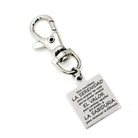 Bag Charm, Spanish Serenity Prayer. Charm, Keychain Charm, Keychain Gift, Spanish Language Gift, Serenity Courage Wisdom Charm