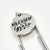 Bookmark Gift, Blessed By His Grace Bookmark, Charm Bookmark, Planner Gift, Planner Bookmark, Bible Bookmark, Christian Charm Gifts