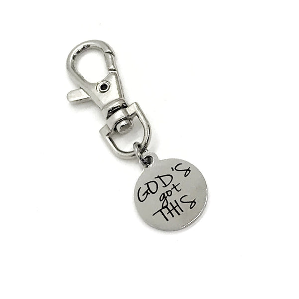 Bag Charm, God’s Got This Charm, Clip On Charm, Keychain Charm, Keychain Clip, Religious Gift, Christian Gift, Motivating Gift