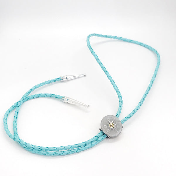 12 Gauge Shotgun Shell Bolo Tie, Turquoise Cord Bola Tie Gift For Him, Southwestern Style, Shooting Sports, Western Jewelry, Gift For Dad