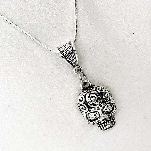 Sugar Skull Necklace, Day Of The Dead Gift, Sugar Skull Gift, Sugar Skull Pendant, Day Of The Dead Charm, Remembrance Gift, Gift For Her