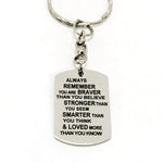 Encouragement Gift, Braver Stronger Smarter Loved Dogtag Keychain, Son Gift, Daughter Gift, Husband Gift, Encouraging Keychain Gift