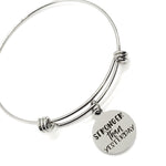 Charm Bangle, Stronger Than Yesterday Bracelet, Motivation Bangle, Encouragement Gift, Stacking Bracelet, Stainless Expanding Bangle