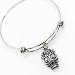 Sugar Skull Bangle, Day Of The Dead Bracelet, Sugar Skull Bracelet, Sugar Skull Jewelry, Dad Of The Dead Jewelry