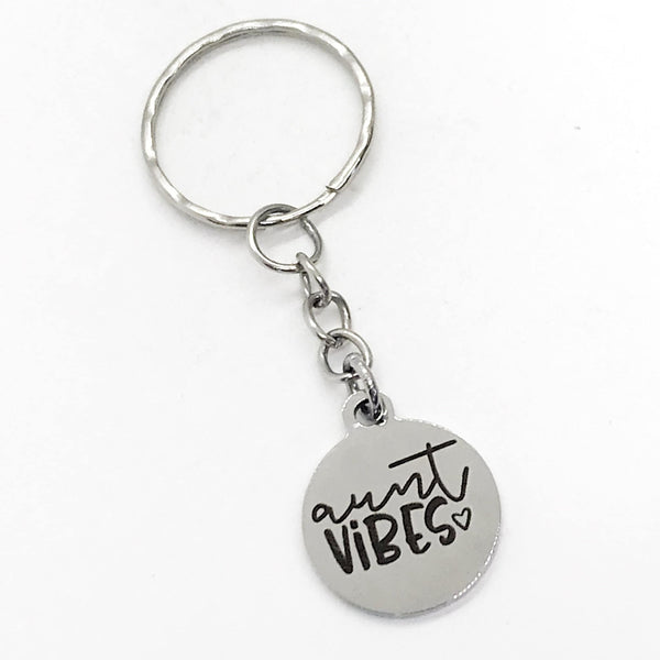 Aunt Gift, Aunt Vibes Keychain, Aunt Keychain, Pregnancy Announcement Gift, Family Gift, New Aunt Gift, Gift For Aunt