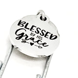 Bookmark Gift, Blessed By His Grace Bookmark, Charm Bookmark, Planner Gift, Planner Bookmark, Bible Bookmark, Christian Charm Gifts