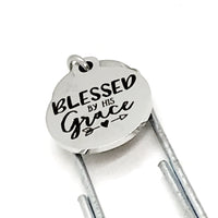 Bookmark Gift, Blessed By His Grace Bookmark, Charm Bookmark, Planner Gift, Planner Bookmark, Bible Bookmark, Christian Charm Gifts