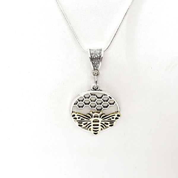 Bee And Honeycomb Necklace, Overcoming Obstacles Gift, Bee Keeper Gift, Productivity Gift, Heart Chakra Gift, Sweet Life Gift