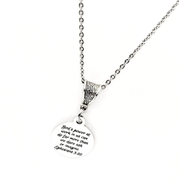 Scripture Gift, God’s Power At Work Necklace, Ephesians 3 20 Necklace, Scripture Jewelry, Do More Than You Imagine, Christian Gift