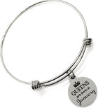 Charm Bangle, Queens Are Born In Bracelet, Queen Birth Month Bangle, Queen Gift, Stacking Bracelet, Stainless Expanding Bangle