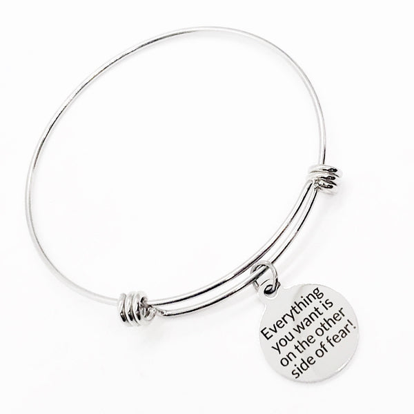 Motivation Gift, Everything You Want Is On The Other Side Of Fear Bracelet, Motivation Quote, Motivating Quote, No Fear, Daughter Gift