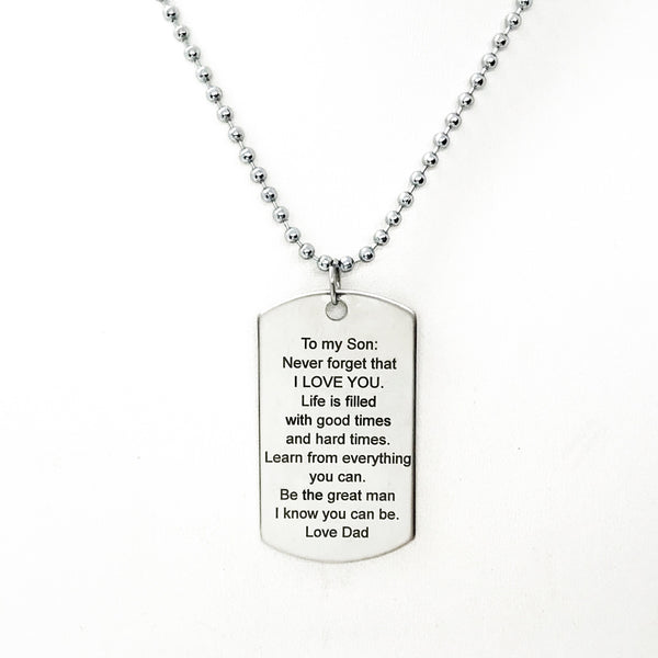 Son Gift, Encouragement Gift For Son, Be The Great Man Necklace, Love Dad, Son Necklace From Dad, Gift From Dad, Son Encouragement
