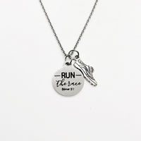 Scripture Gift, Run The Race necklace, Hebrews 12 1 Gift, Runner Jewelry, Jewelry Gift, Bible Verse Gift, Scripture Jewelry, Scripture Quote