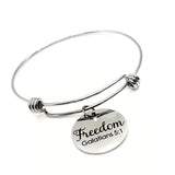 Christian Bracelet, Freedom In Christ Bracelet, Galatians 5 1 Bracelet, Charm Bangle, Freedom Charm, Christian Gift, Stacking Bangle