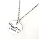 Faith Gift, Freedom Necklace, Galatians 5 1 Necklace, Scripture Gift, Bible Verse Gift, Scripture Charm, Scripture Quote, Freedom in Christ