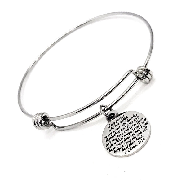 Scripture Gift, If My People Will Pray, I Will Heal Their Land Bracelet, 2 Chronicles 7 14 Charm Bangle, Charm Bracelet, Scripture Jewelry