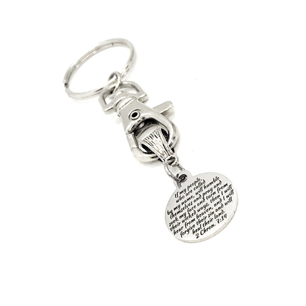 Scripture Gift, If My People Will Pray, I Will Heal Their Land, 2 Chronicles 7 14 Keychain, Scripture Keychain, Faith Gifts, Bible Verse